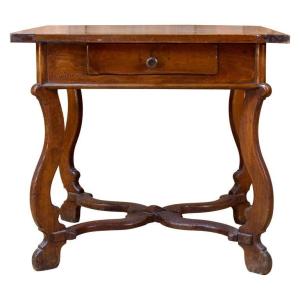 Small French "sheep Bone" Table In Fruit Wood - Louis XIV Style - 19th Century