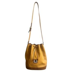 Lancel Bucket Bag - Vintage - Mustard Yellow And Brown Leather - Paris France 