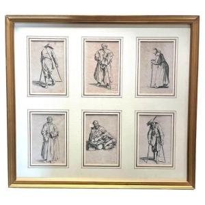 Callot - Set Of 6 Engravings The Beggars - Framed - 17th - Jacques Callot