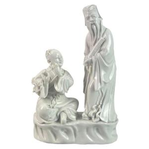 "blanc De Chine" Statuette En Porcelaine Musiciens Flûtiste - Chine - Qing 19th