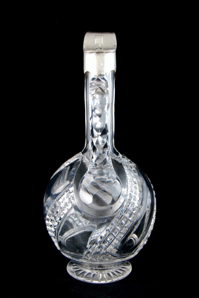 Baccarat - Carafe Ewer In Cut Crystal Mounted In Solid Silver-photo-4