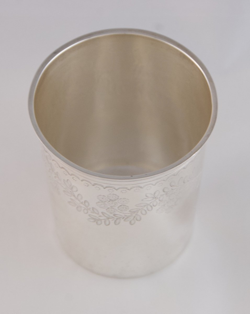 Paris 1819-1838 - Sterling Silver Goblet Tumbler By T. Tonnelier, "vieillard" Mark-photo-2