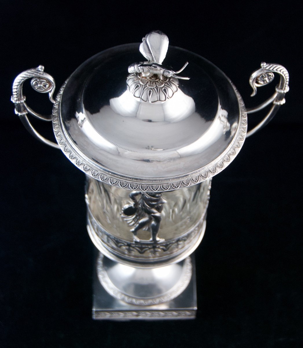 Empire Drageoir In Sterling Silver By Jean-pierre Bibron, Paris 1809-1819-photo-3