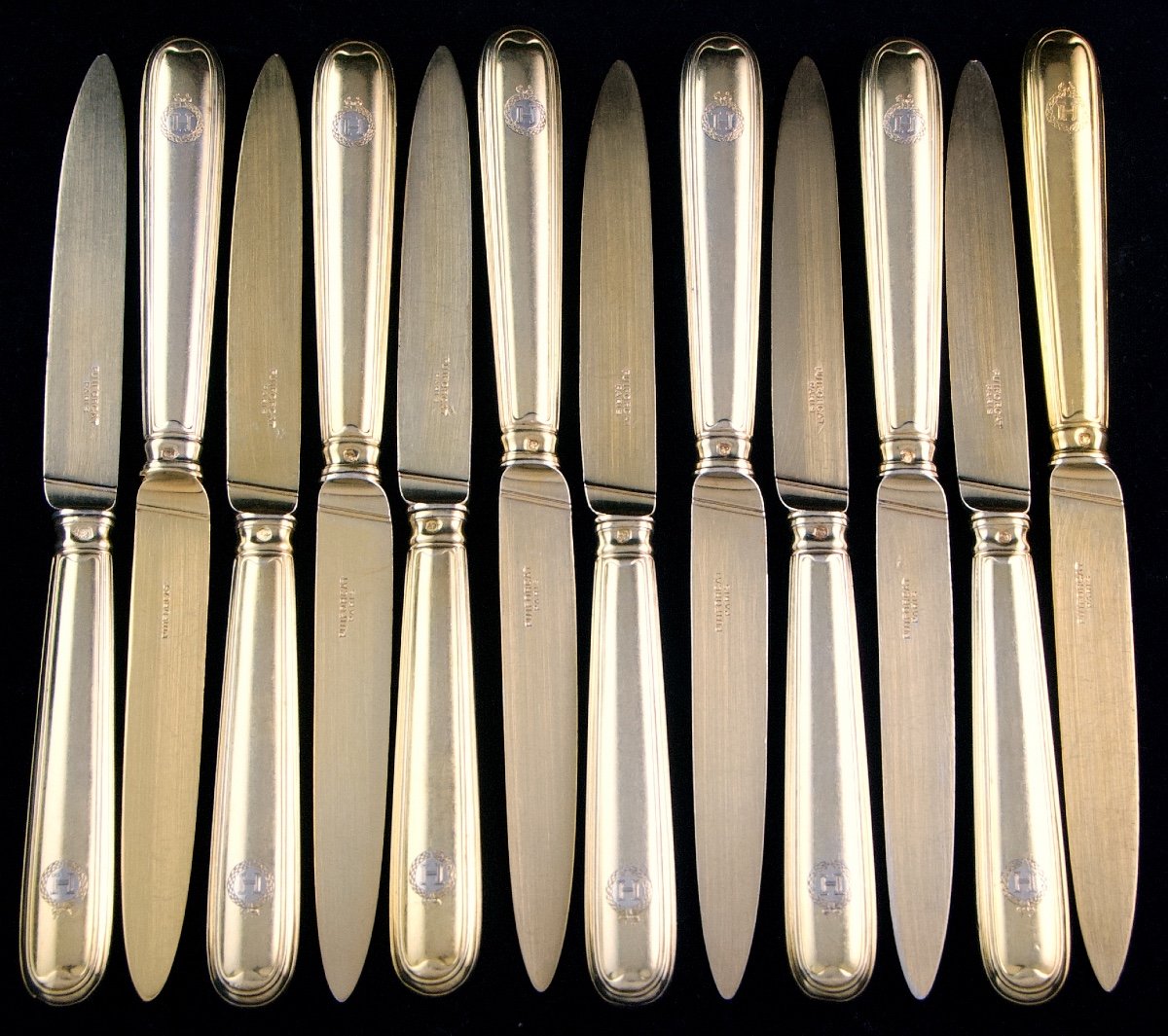 Puiforcat - Solid Silver Vermeil Cutlery Set For 12 Persons, Paris 19th Century-photo-2