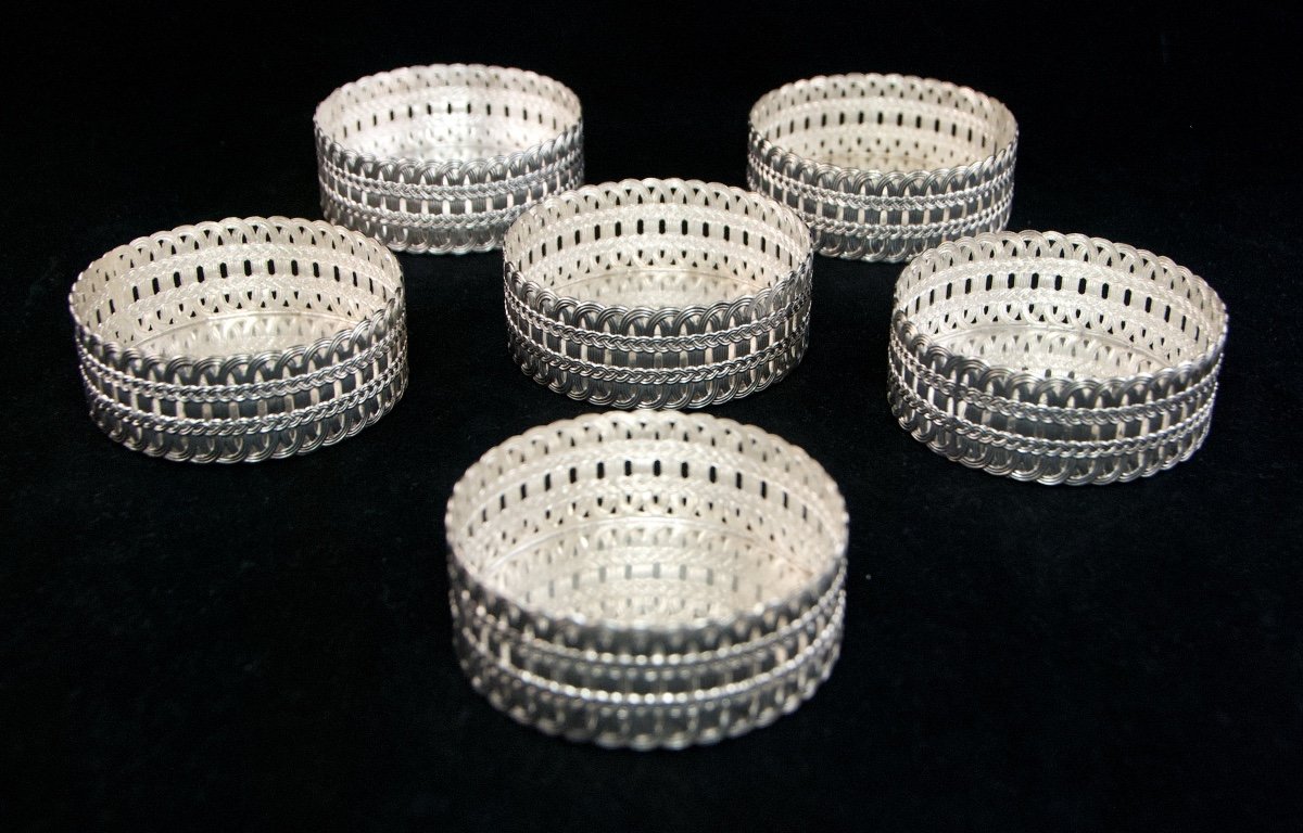 Dior Paris - Set Of 6 Coasters With Basketwork Decoration In Silver Metal