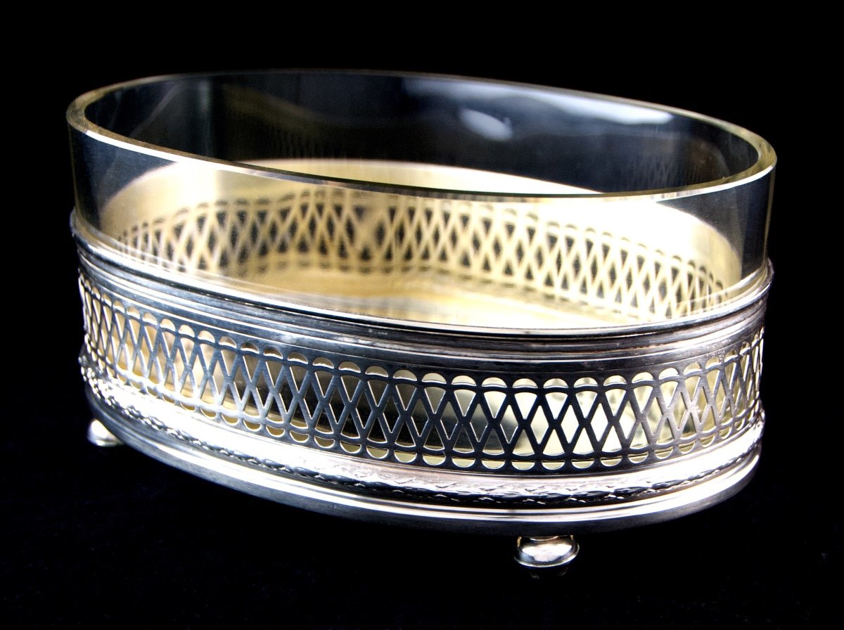 Bowl In Solid Silver And Vermeil And Its Crystal Lining Forming A Table Planter-photo-4