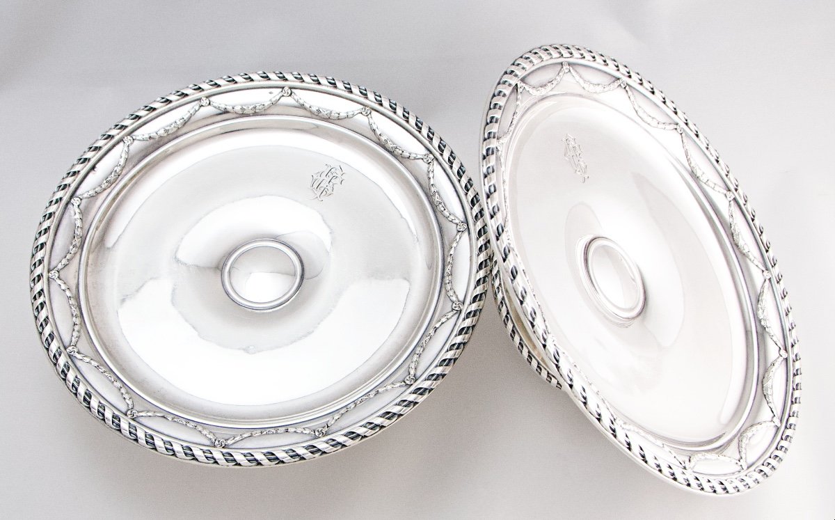 Paris 1898-1919 - Pair Of Sterling Silver Cups By The Silversmith E. Molle-photo-1