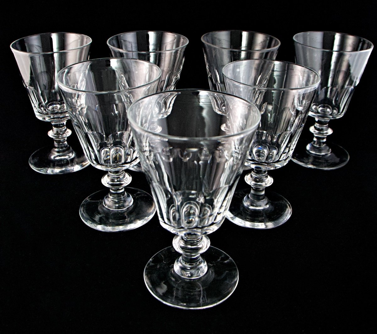 BACCARAT SAINT-LOUIS – Suite de 7 verres à eau ou vin en cristal, époque Louis-Philippe-photo-2