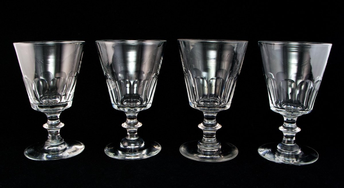 Baccarat Saint-louis – Set Of 7 Crystal Water Or Wine Glasses, Louis-philippe Period-photo-3