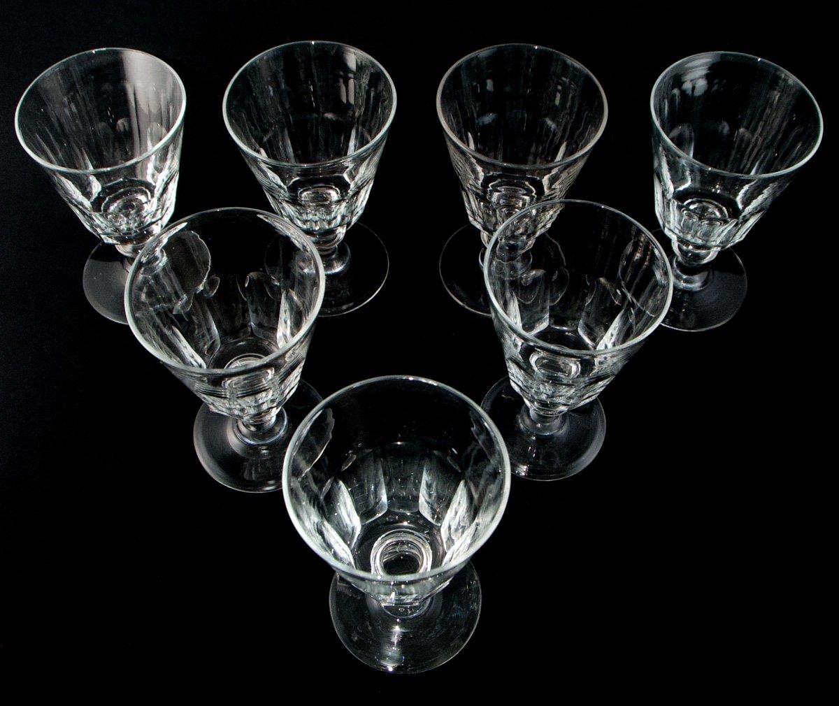 Baccarat Saint-louis – Set Of 7 Crystal Water Or Wine Glasses, Louis-philippe Period-photo-4