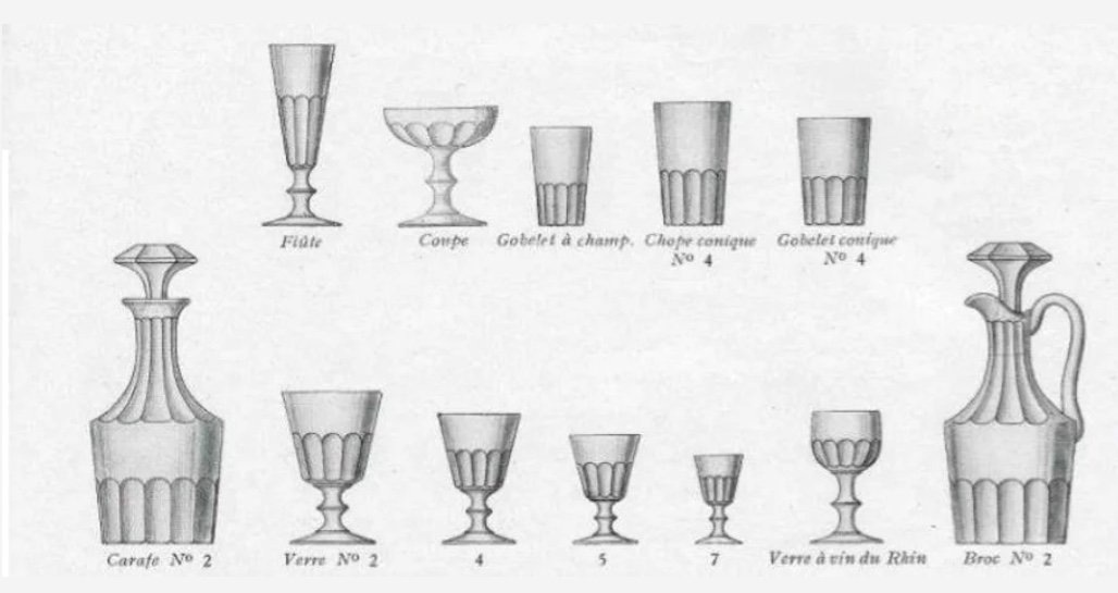 BACCARAT SAINT-LOUIS – Suite de 7 verres à eau ou vin en cristal, époque Louis-Philippe-photo-3