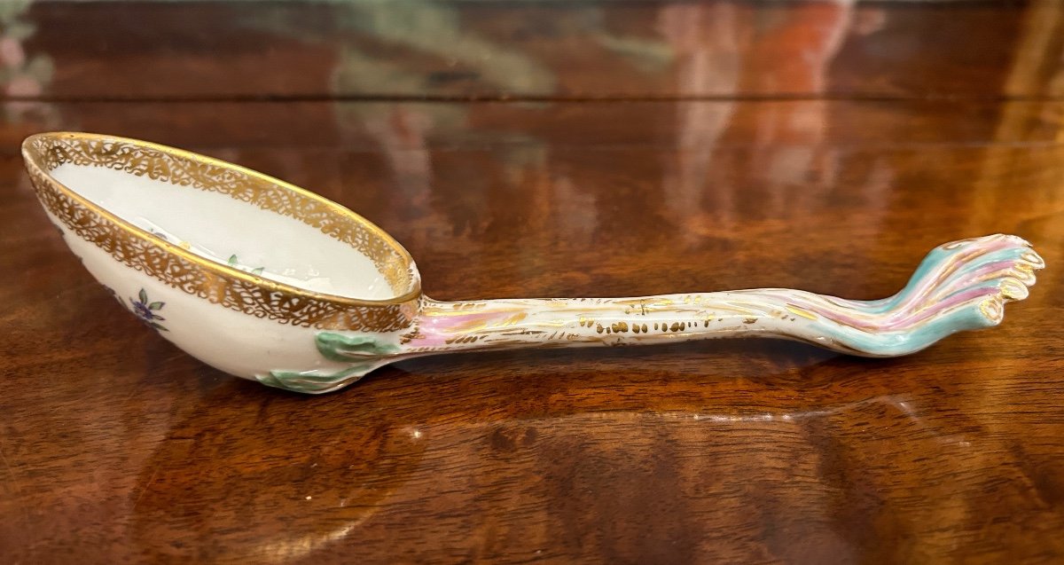 Meissen – Polychrome Porcelain Spoon, 18th Century-photo-3