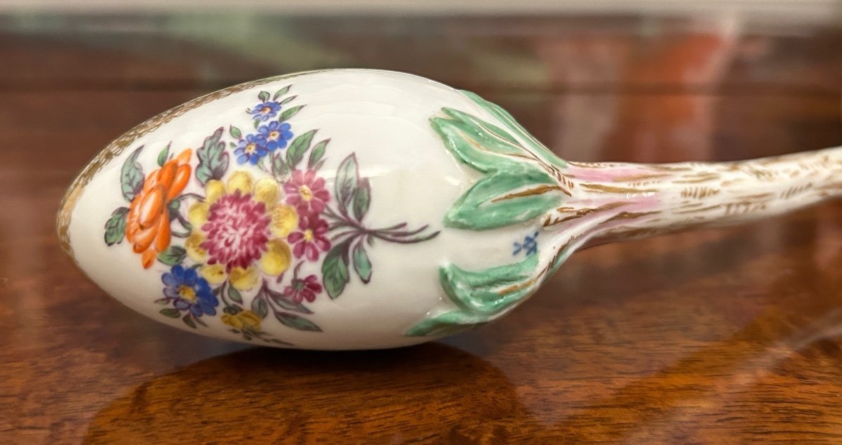 Meissen – Polychrome Porcelain Spoon, 18th Century-photo-4