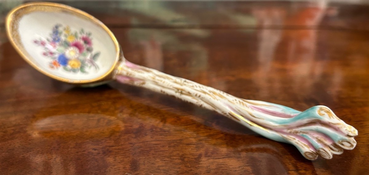 Meissen – Polychrome Porcelain Spoon, 18th Century-photo-4