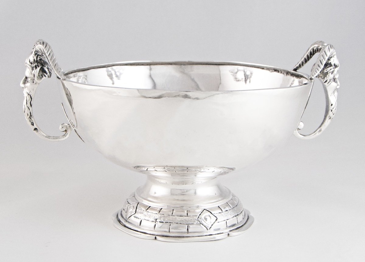 Solid Silver Wedding Cup Adorned With Faun Heads By Master Goldsmith Marc Parrod-photo-2