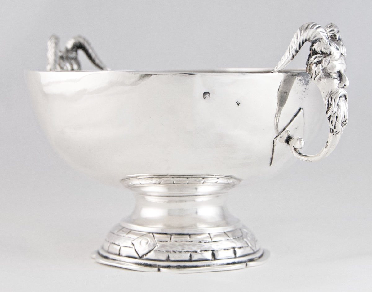 Solid Silver Wedding Cup Adorned With Faun Heads By Master Goldsmith Marc Parrod-photo-1