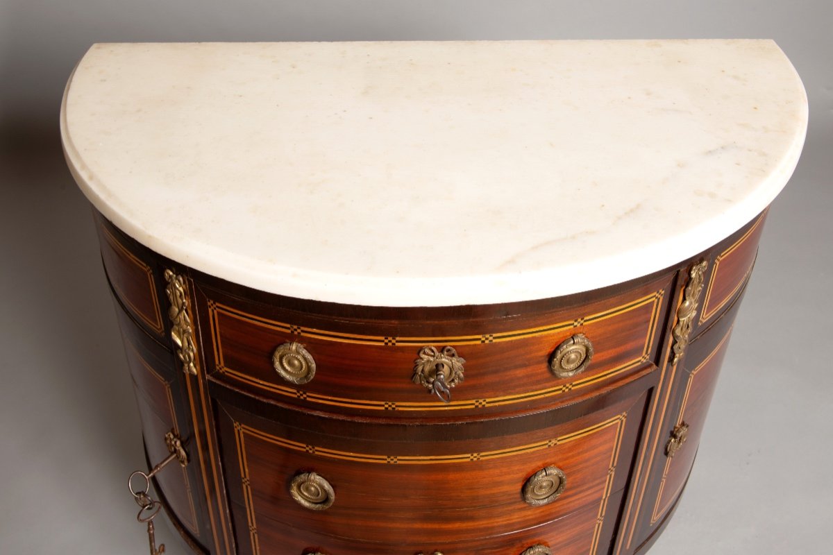 Commode demi-lune d'époque Louis XVI, Est de la France, XVIIIe siècle-photo-4