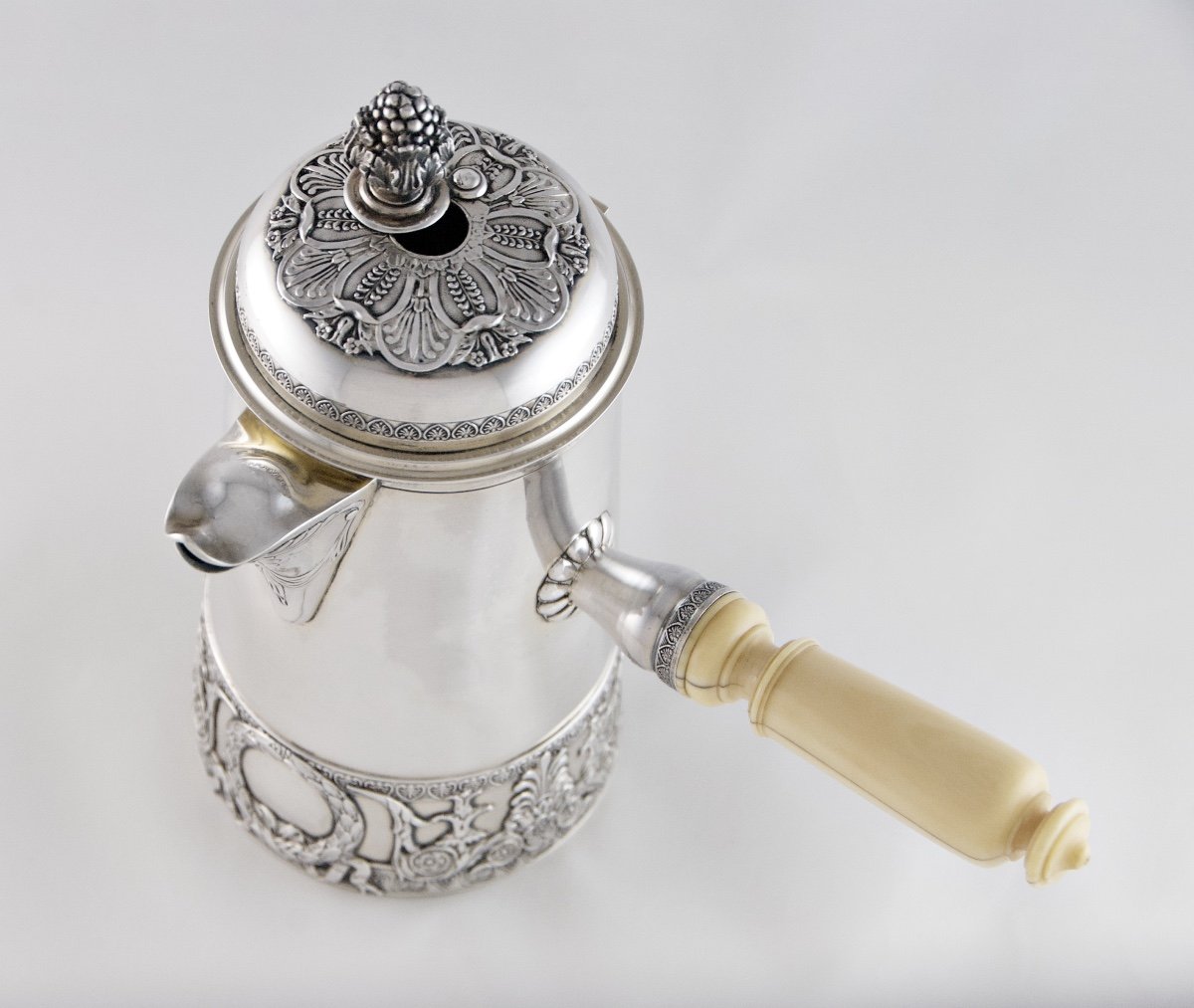 Empire Chocolate Pot In Solid Silver By The Goldsmith Henry Lapeyre, Paris, 19th Century-photo-3