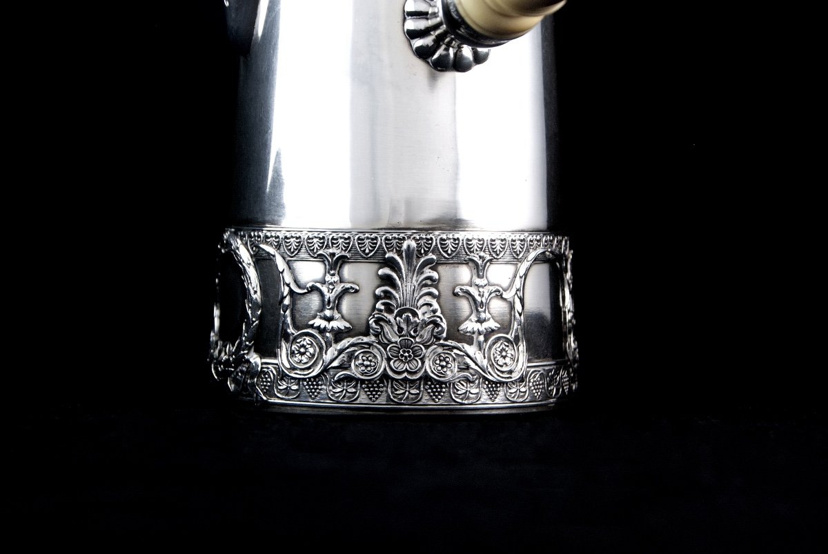 Empire Chocolate Pot In Solid Silver By The Goldsmith Henry Lapeyre, Paris, 19th Century-photo-1