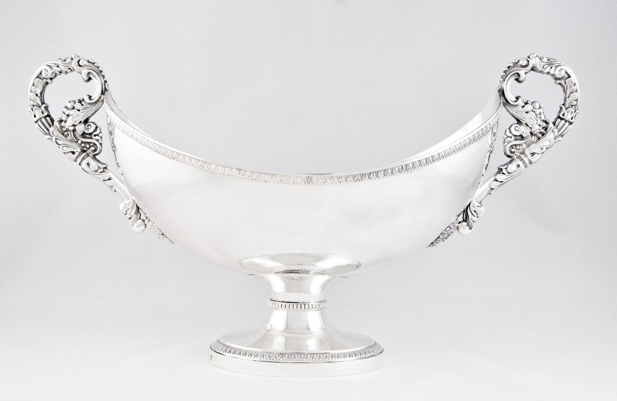 Paris, 1819-1838 – Large Silver Centerpiece Bowl With Masks, Vieillard Mark-photo-1