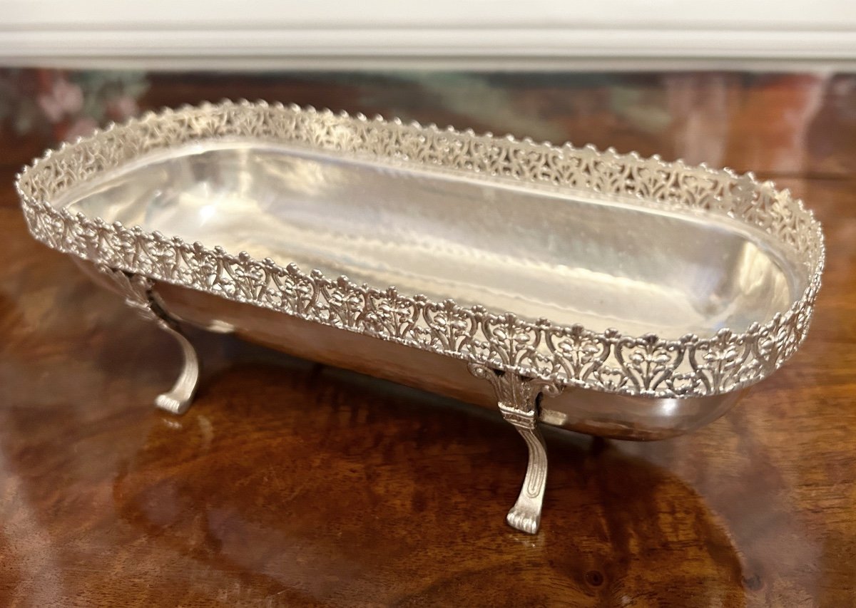 Hammered Solid Silver Bowl Serving As A Centrepiece Table Jardinière-photo-2