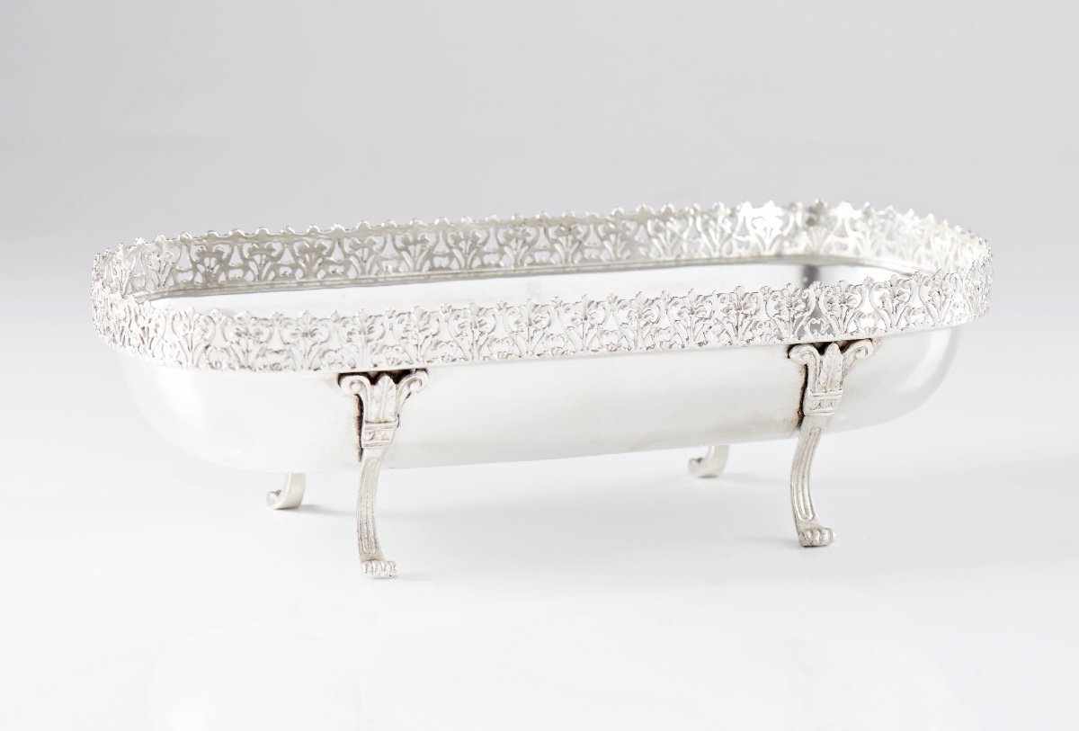 Hammered Solid Silver Bowl Serving As A Centrepiece Table Jardinière