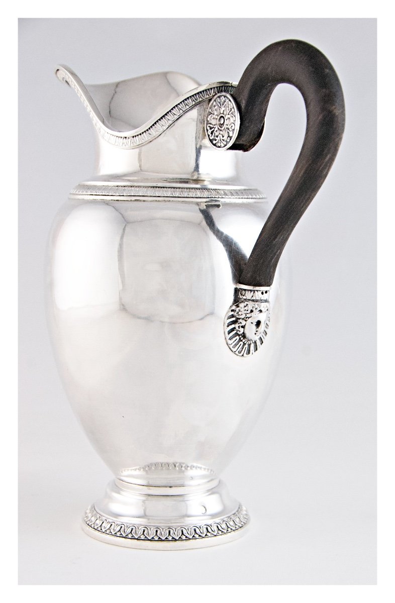 Paris, 1819-1838 – Solid Silver Ewer With A Mask Of Flora By Boulanger, Vieillard Hallmark