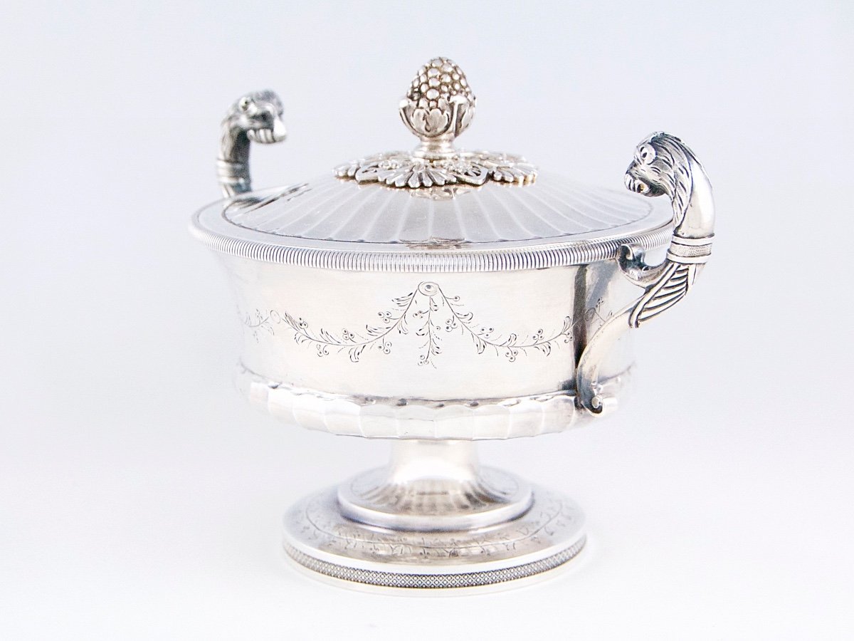 Paris 1798-1809, French Empire Covered Cup In Silver By P. Chauvin-photo-1