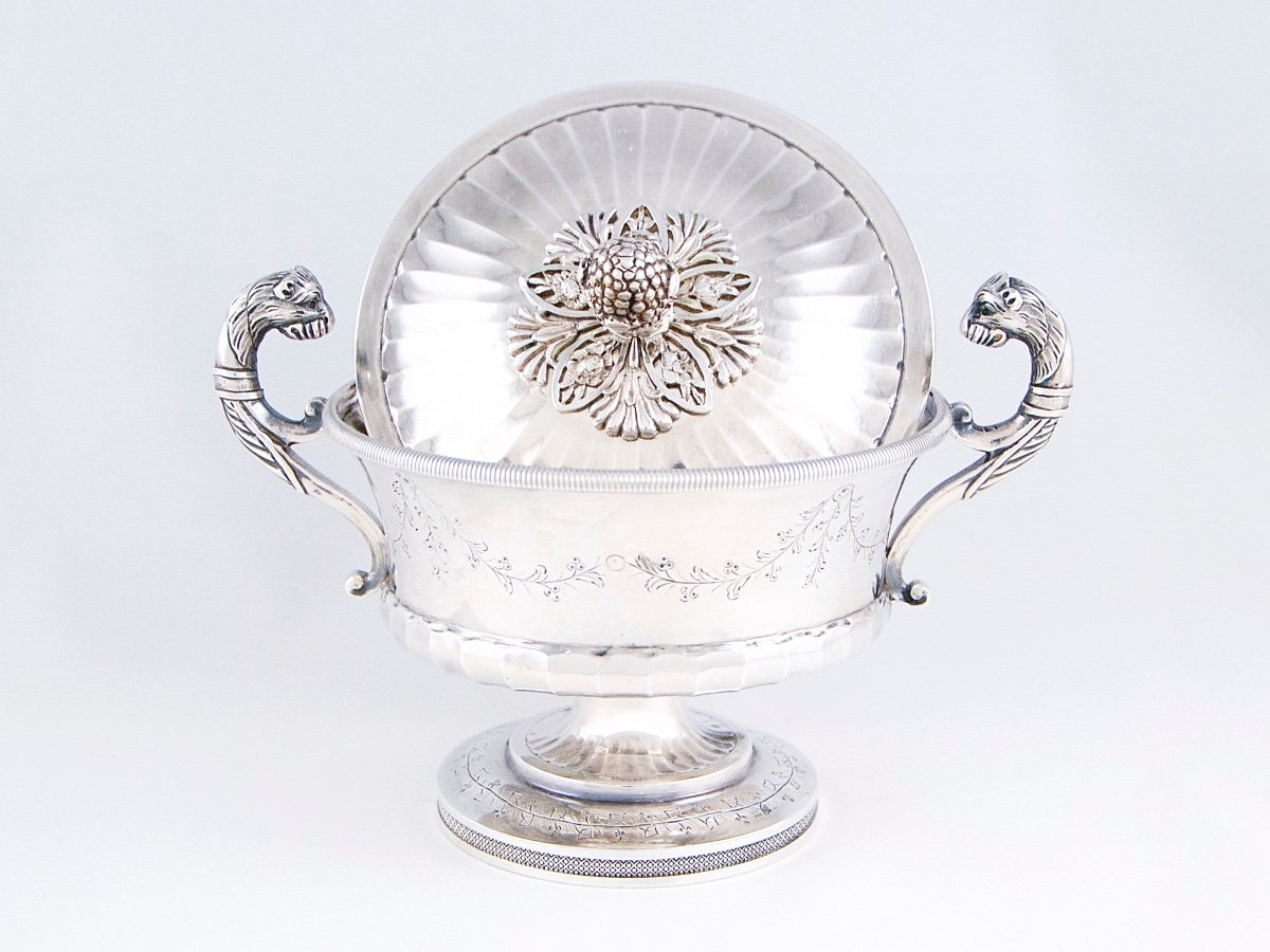 Paris 1798-1809, French Empire Covered Cup In Silver By P. Chauvin-photo-2