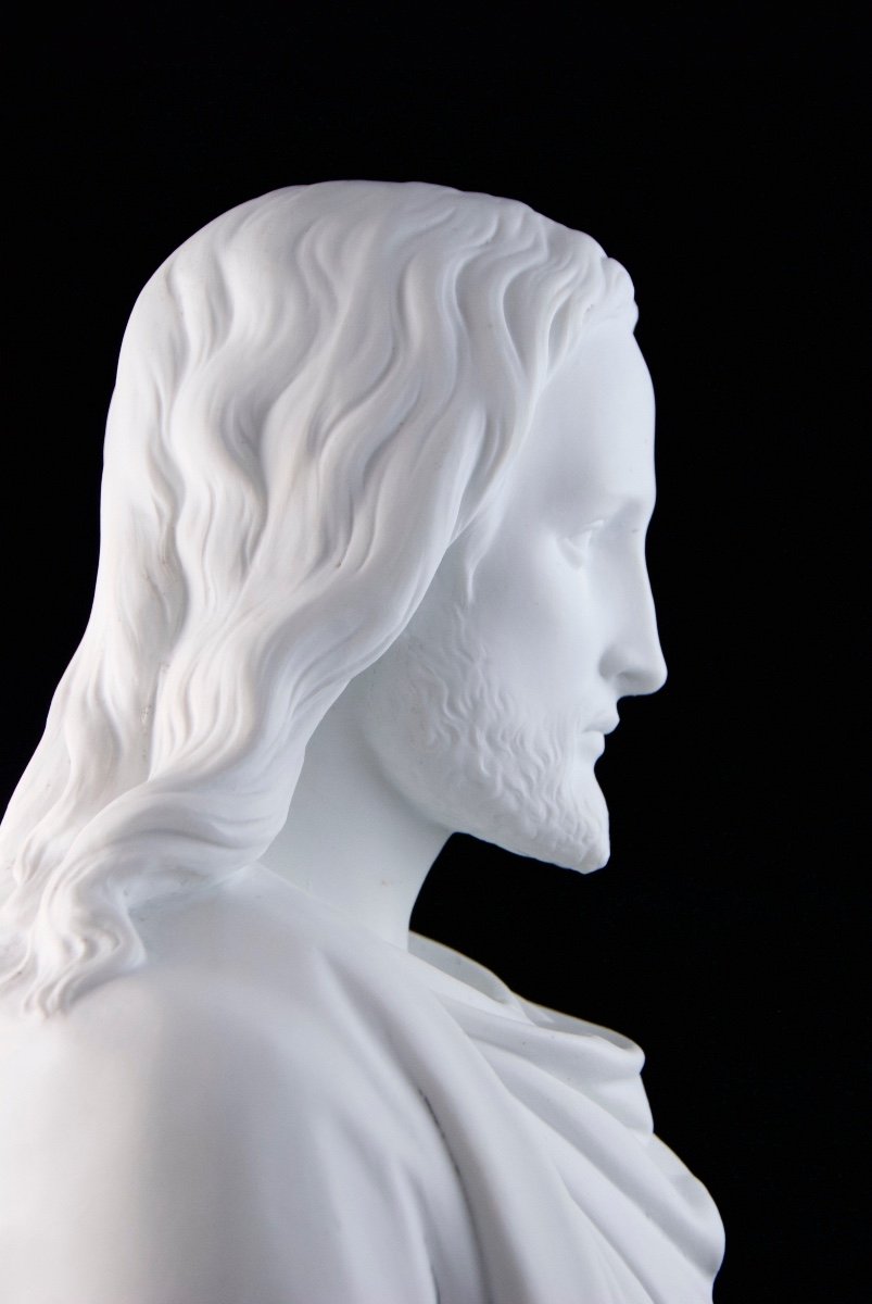 Manufacture Nationale De SÈvres, Circa 1874,  Bust Of Christ In Biscuit Porcelain-photo-6