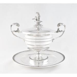 Empire Silver Drageoir And Its Tray By J.-p.-n. Bibron, Paris 1809-1819