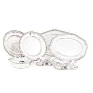 Boin-taburet – Solid Silver Set Of Four Dishes, Two Sauce Boats, A Vegetable Dish