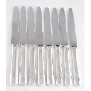 Set Of 8 Art Deco Period Solid Silver Cheese Knives