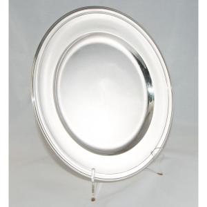 CHRISTOFLE – Plat circulaire en métal argenté Alfénide, époque XIXe