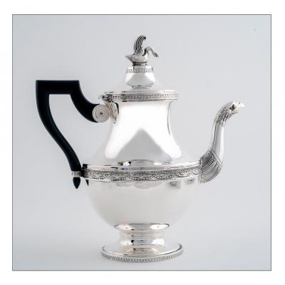 Swan Tee Or Coffee Pot, Empire Style,  By Master Silversmith Charles Forgelot