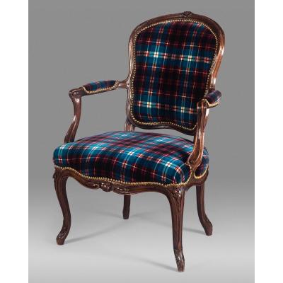 Fine Louis XV Period Armchair Stamped By Étienne Meunier, 18th Century