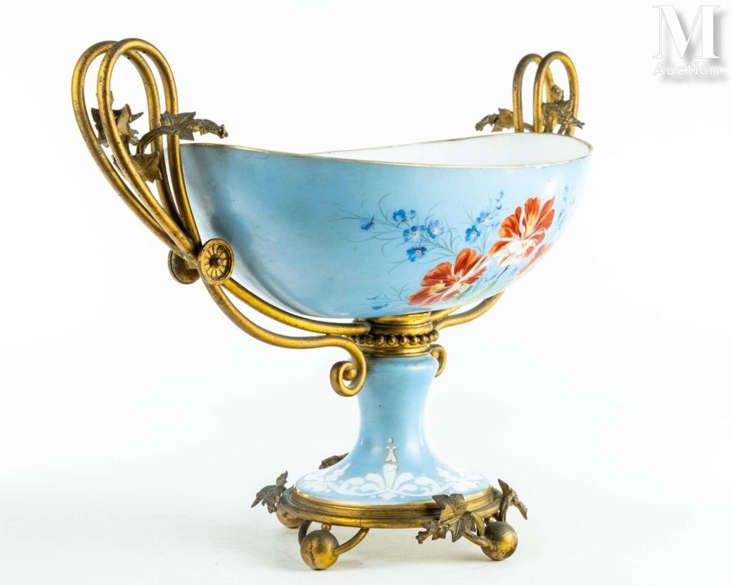 Très Belle Coupe En Opaline De Baccarat Bleu, XIXeme Siècle-photo-3