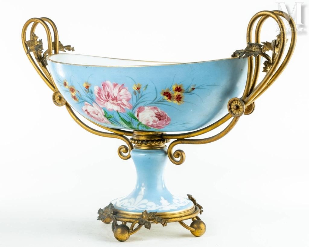 Très Belle Coupe En Opaline De Baccarat Bleu, XIXeme Siècle-photo-1