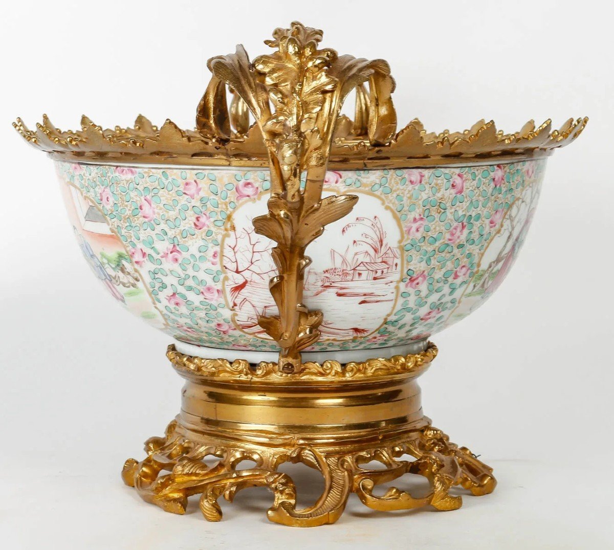 Beautiful Chinese Porcelain Cup, Gilt Bronze Mount-photo-4