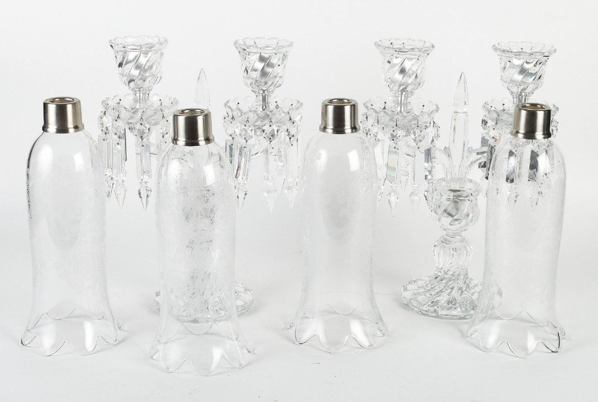 Pair Of Baccarat Hallmarked Crystal Candlesticks, With Their Tealight Holders-photo-3