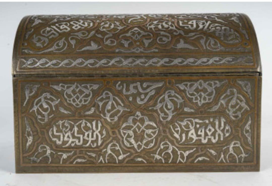 Orientalist Box In Copper And Silver, 19th Century-photo-1