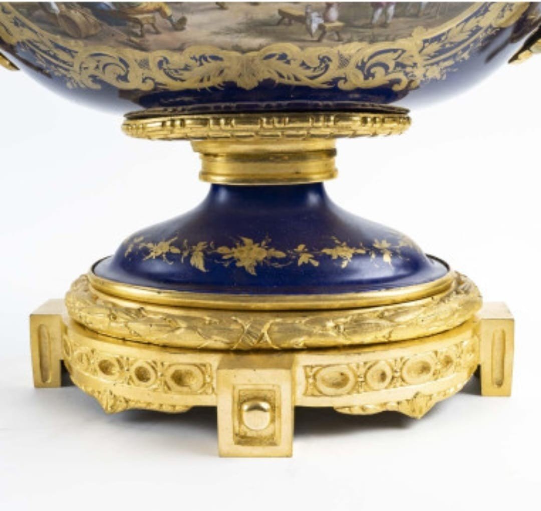 Coupe En Porcelaine, Signature Sèvres Et Bronze Doré XIX ème-photo-1