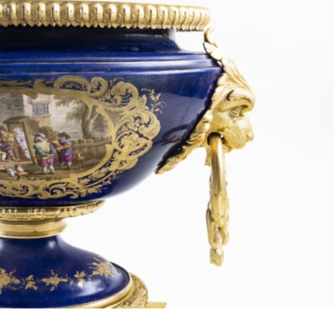 Coupe En Porcelaine, Signature Sèvres Et Bronze Doré XIX ème-photo-2