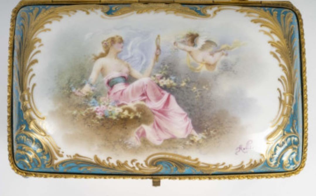 Coffret En Porcelaine, Signature Sèvres XIXème-photo-3