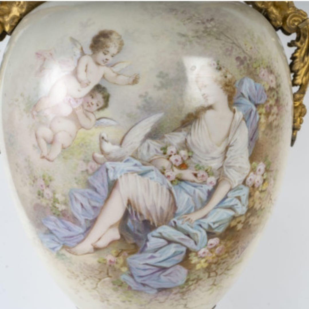 Importante Paire De Vases En Porcelaine, Signature Sèvres XIXème  d'époque Napoléon III-photo-2