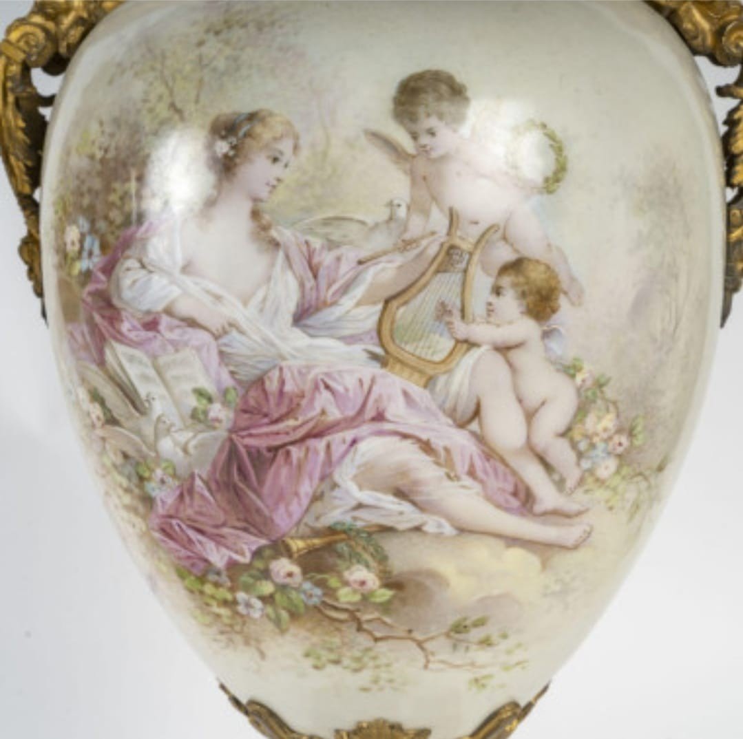 Importante Paire De Vases En Porcelaine, Signature Sèvres XIXème  d'époque Napoléon III-photo-3