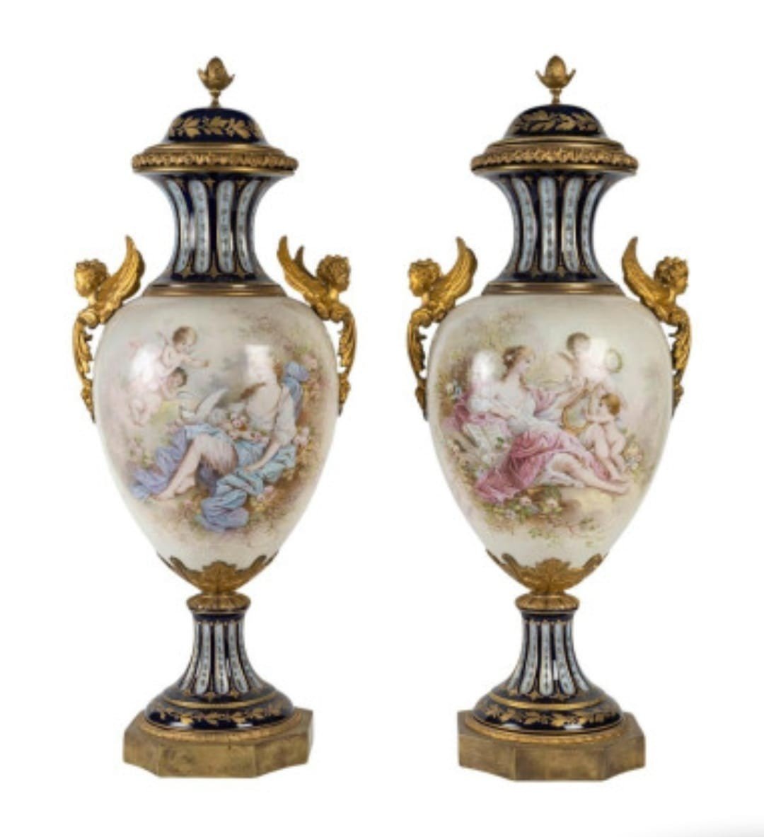 Importante Paire De Vases En Porcelaine, Signature Sèvres XIXème  d'époque Napoléon III