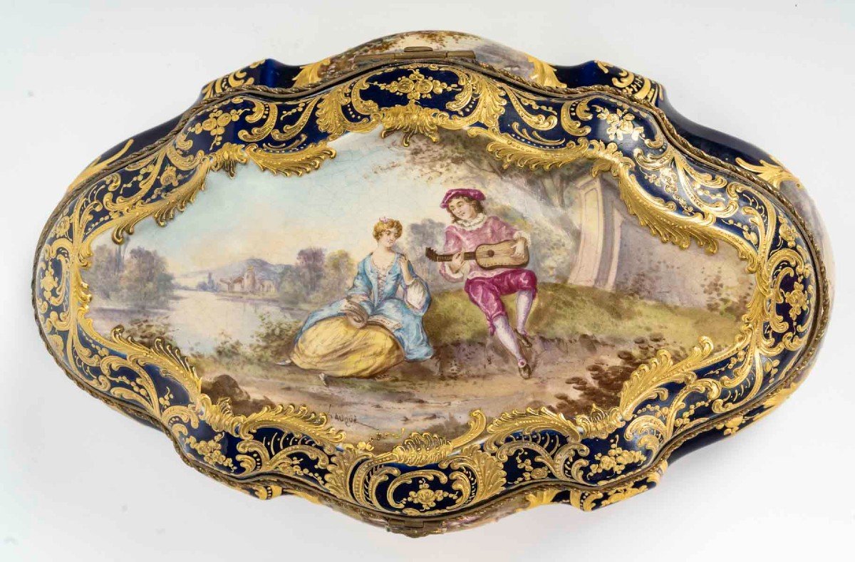 Porcelain Box-casket Signed Sèvres, 19th Century-photo-2