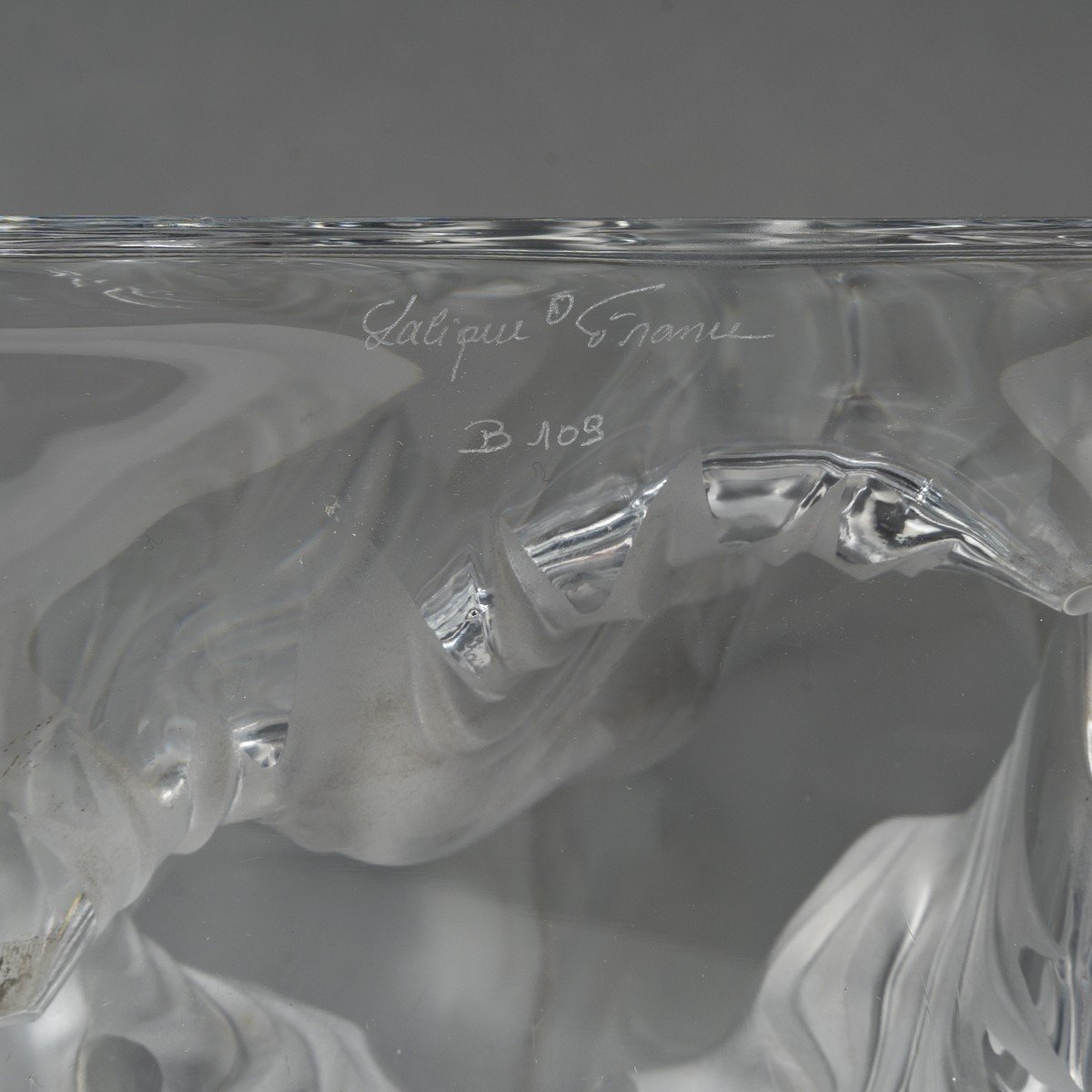 Crystal Sculpture Signed Lalique Representing Two Horses-photo-2