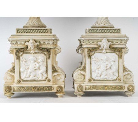 Pair Of Biscuit And Porcelain Vases – 19th Century-photo-2